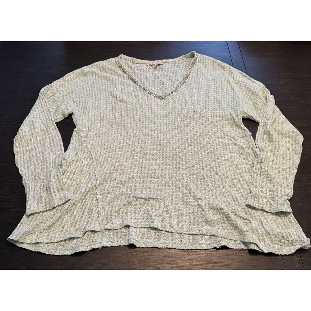 Juicy Couture Woman’s V Neck Sweater Size XL Light Green Pistachio, Fall, Cool